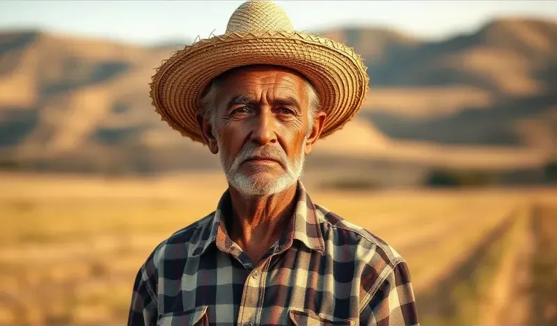 Trabalhador rural em área de campo